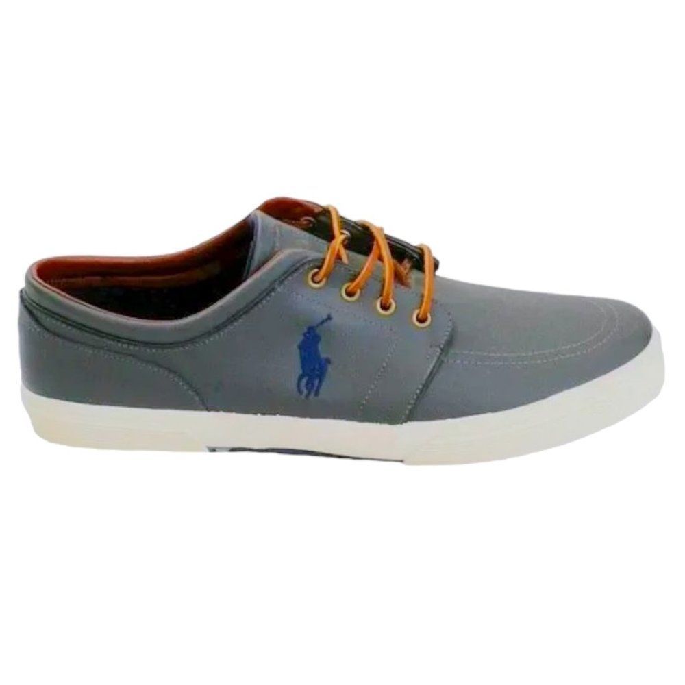 Polo Ralph Lauren Men's Faxon Sneaker Low Top Gray Sport Leather Size 8.5